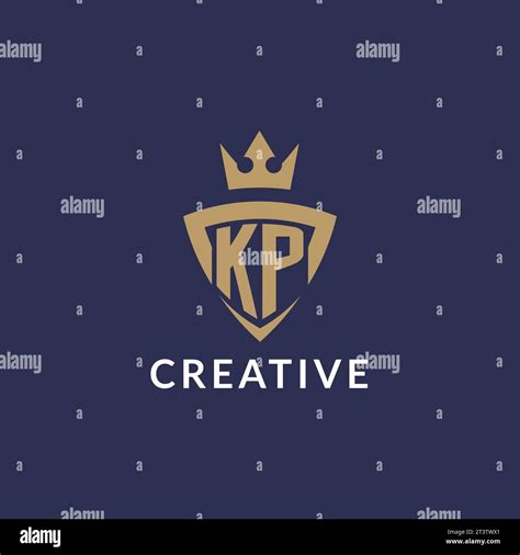 Kp Logo With Shield And Crown Monogram Initial Logo Style Vector File