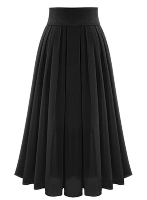 Womens Fashion High Waist Maxi Chiffon Pleated Skirt Pleated Chiffon