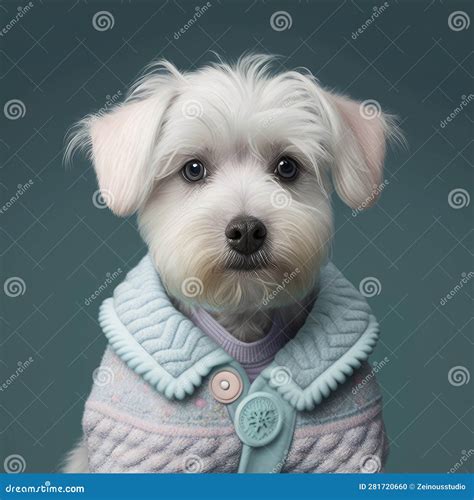 Dog Maltese Cute Portrait Dog Maltese Breed In Cute Funny Outfit For