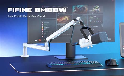 FIFINE Low Profile Boom Arm Adjustable Microphone Arm With Hidden