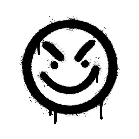 Graffiti Angry Face Emoticon Sprayed Isolated On White Background