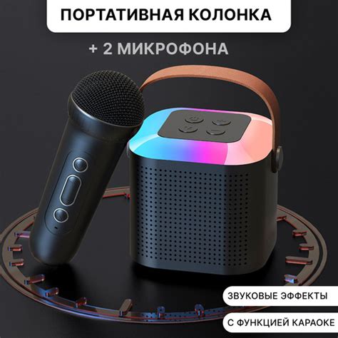 Портативная колонка с беспроводным микрофоном цвет черный, с функцией ...