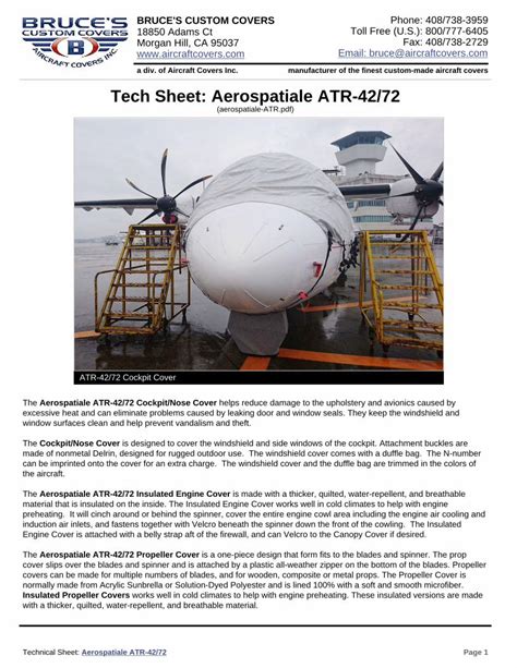 PDF Tech Sheet Aerospatiale ATR 42 72 PDF FileATR 72 Landing Gear