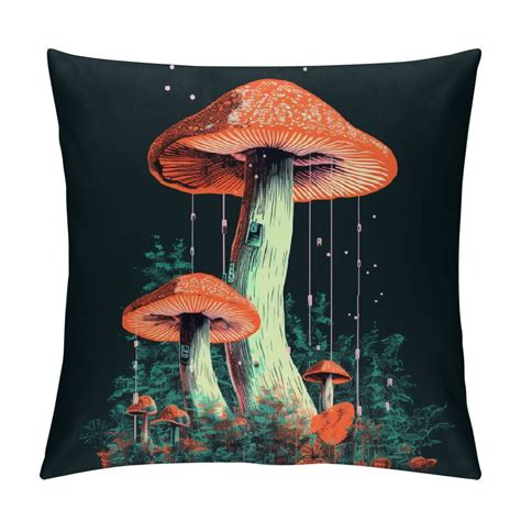 Gotuvs Cute Mushroom Pillow Covers Colorful Stars Mushrooms Cushion