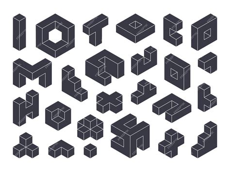 Premium Vector Isometric Puzzle Blocks Game Geometric Shapes 3d Constructor Blocks Elements