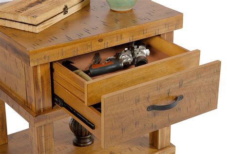 Concealment End Table Hidden Gun Pistol Firearm Concealed Drawer