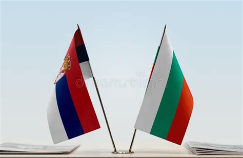 Flags Of Serbia And Bulgaria Stock Image Image Of Indoor Assembly