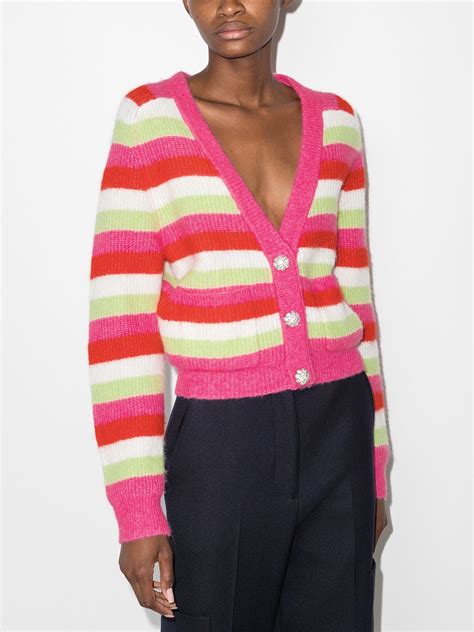 Ganni Striped Knitted Cardigan Farfetch