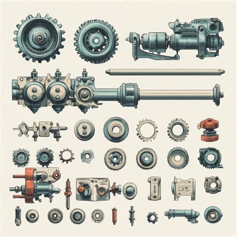 Mechanical Gears Parts and Assemblies for Industrial Design | Premium ...