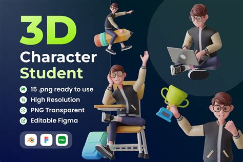 Student Character 3d Illustration 3d Characters And People Creative