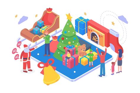 Premium Vector Isometric Merry Christmas Vector Concept