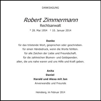 Traueranzeigen Von Robert Zimmermann Aachen Gedenkt