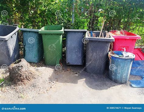 Groups of Big Garbage Bins,placed on the Floor Stock Image - Image of ...