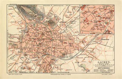 Aachen Historischer Stadtplan Karte Lithographie Ca Archiv Hi