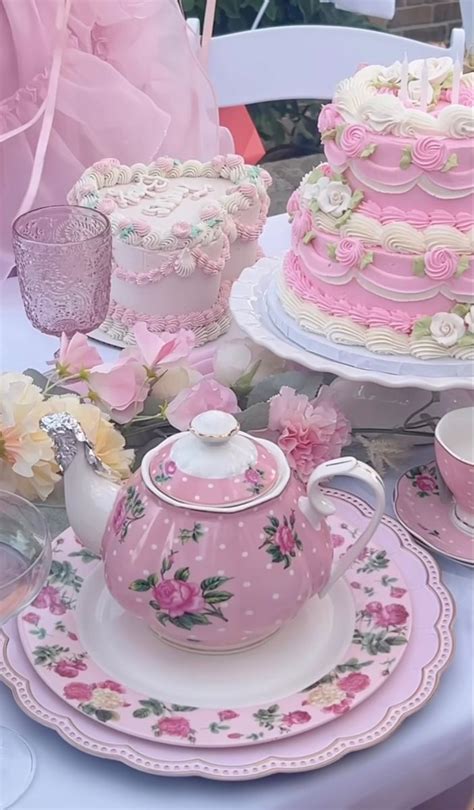 Cake Time In 2024 Tea Party Cake Tea Cakes Pink Tea Party