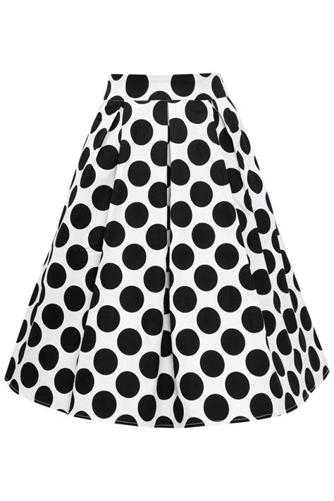 Carolyn Swing Skirt In Monochrome Polka Dot Print Dolly And Dotty