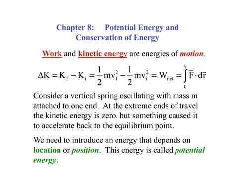 Chapter 8 Potential Energy And Conservation Of Energy Work And