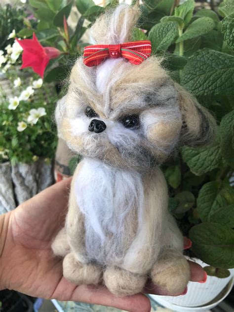 The Shih Tzu Felt Dog Figure Etsy