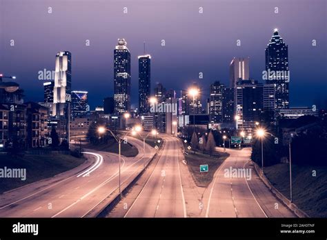 Atlanta City Night Panoramic View Skyline Georgia Usa Stock Photo Alamy