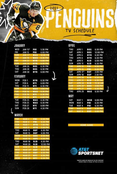 Pittsburgh Penguins Printable Schedule 2023 24