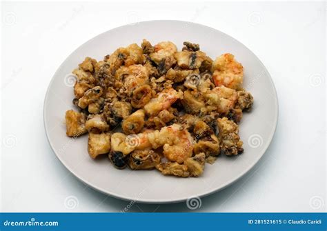 Italian Dish Fritto Misto Di Pesce Mixed Fried Fish Shrimp Squid And