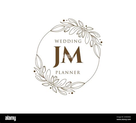 Jm Initials Letter Wedding Monogram Logos Collection Hand Drawn Modern Minimalistic And Floral