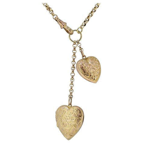 Vintage Double Heart Charm Necklace For Sale At 1stdibs