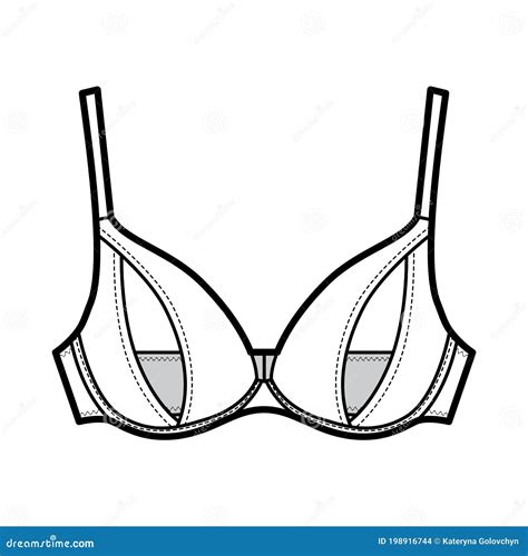 Peephole Bra Lingerie Technical Fashion Illustration With Adjustable