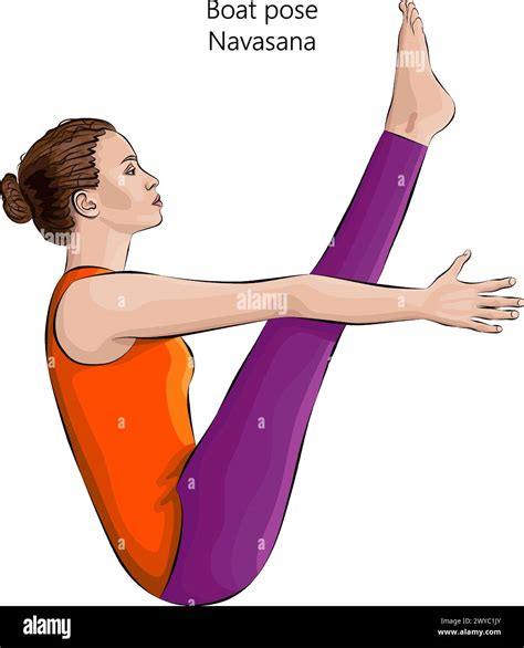 Young Woman Practicing Navasana Yoga Pose Boat Pose Intermediate