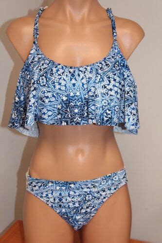 Nwt Jessica Simpson Swimsuit Bikini Pc Set Sz S M Marine Ebay