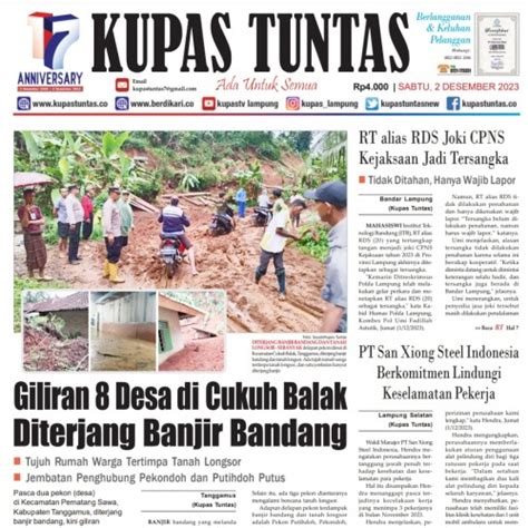 Kupas Tuntas Surat Kabar Harian Kupas Tuntas Edisi Sabtu Desember