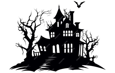 A Silhouette Vector Of Halloween Haunted House Haunted House silhouette ...