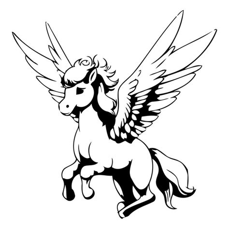 Unicornio con alas volando en las nubes Ilustración vectorial Vector