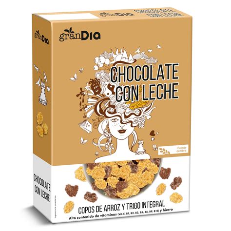 Cereales Copos De Arroz Y Trigo Integral Cubiertos De Chocolate Gran