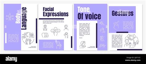 Nonverbal Communication Types Purple Brochure Template Stock Vector