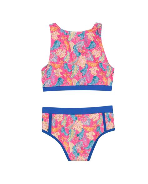 Riachuelo Biquini Infantil Tropical Rosa Neon