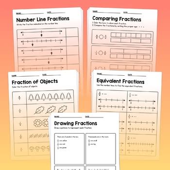 No Prep Fraction Worksheets 2nd 3rd 4th Grade Math Simple Fraction