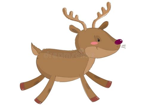 Cartoon Happy Reindeer Running Isolated On White Background Vector