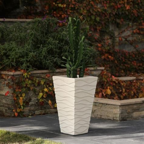 Luxen Home White Mgo Wavy Design Tapered Tall Planter Kroger