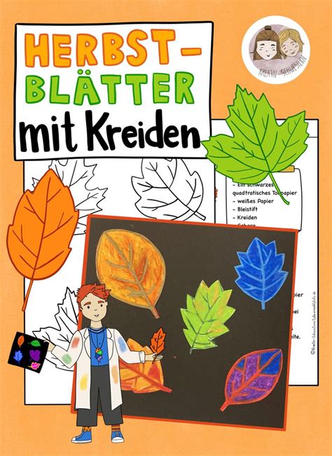 Herbstblätter mit Kreiden Kunstunterricht Grundschule