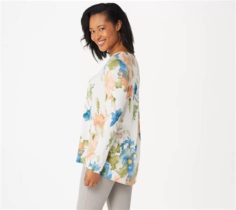 As Is Belle By Kim Gravel Watercolor Floral V Neck Top