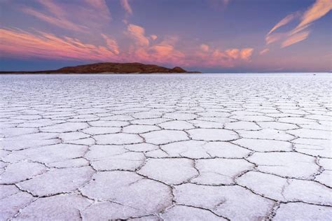 Sunset Salt Flats In Salar De Uyuni Desert Bolivia Stock Image Image