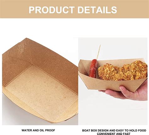 Disposable Kraft Paper Food Serving Tray Boat Shape Snack French Fries