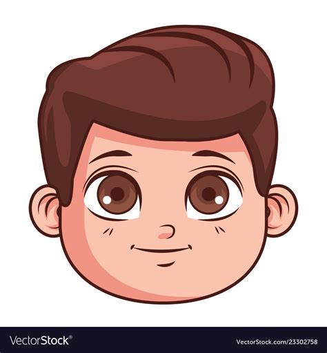 Cute Boy Face Cartoon Royalty Free Vector Image