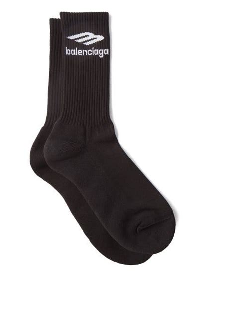 Logo Jacquard Cotton Blend Socks Balenciaga Balenciaga Logo Black