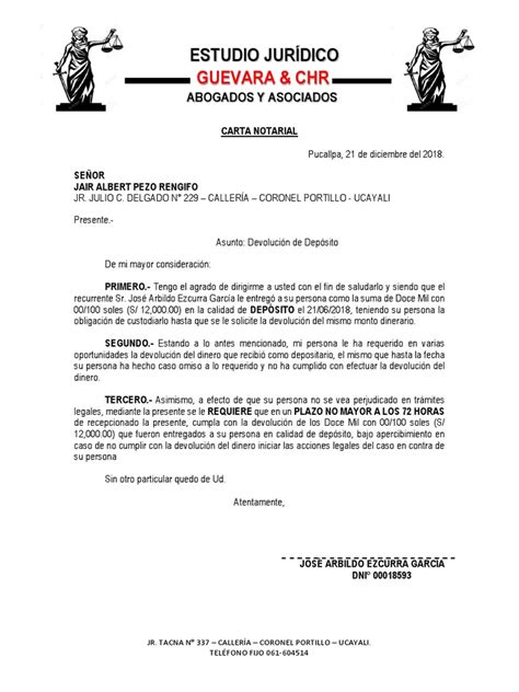 Carta Notarial Carta Notarial Per 250 Modelo De Carta Notaris Riset