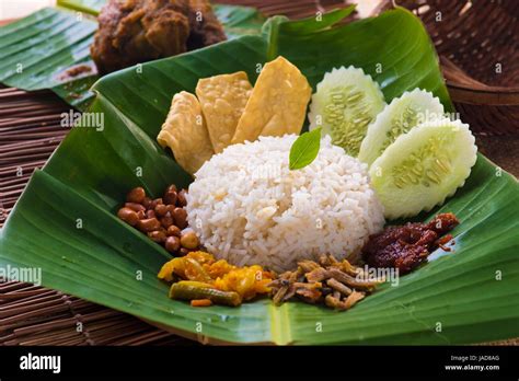 Nasi Lemak A Traditional Malay Curry Paste Rice Dish Served On A