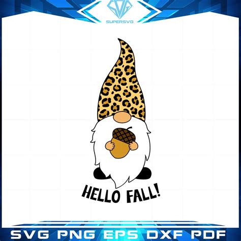 Hello Fall Gnome SVG Thanksgiving Leopard Gnome