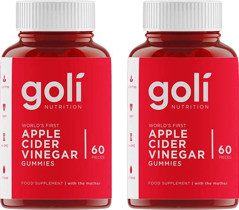 Goli Nutrition Apple Cider Vinegar Gummy Vitamins 60 Count 2 Pack Worlds First Multi