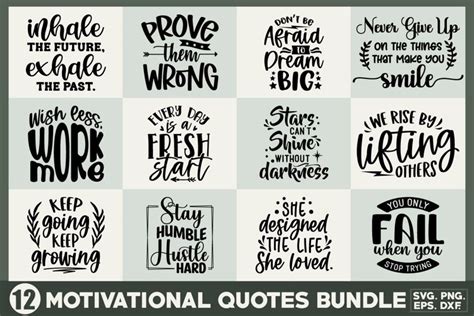 Motivational Quotes SVG Bundle 12 Inspirational Cut Files